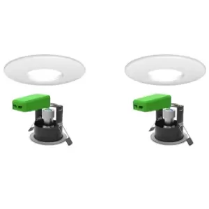 Image of 4lite WiZ Connected Smart LED Fire Rated Downlight IP20 GU10 Matt White WiFi/BLE Twin Pack, Matt White