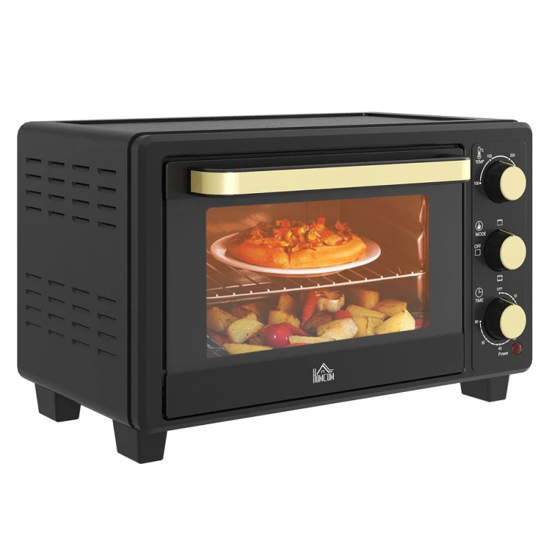 Image of HOMCOM Mini Oven 16L Countertop Oven w/ Adjustable Temp Timer 1400W Black - Homcom 5056725524067