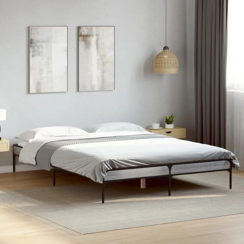 Image of VIDAXL Bed Frame without Mattress Grey Sonoma 120x190cm Small Double Vidaxl 8721012985759