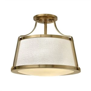 Image of 3 Light Semi Flush Ceiling Light Brushed Caramel, E27