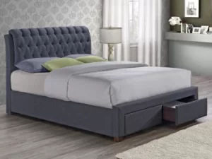 Image of Birlea Valentino 5ft King Size Charcoal Upholstered Fabric 2 Drawer Bed Frame
