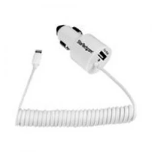 Image of StarTech.com Dual Port Car Charger with Apple 8-pin Lightning Connector and USB 2.0 Port