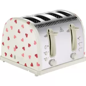 Image of Russell Hobbs Emma Bridgewater Hearts Cream & Pink 4 Slice Toaster 28350