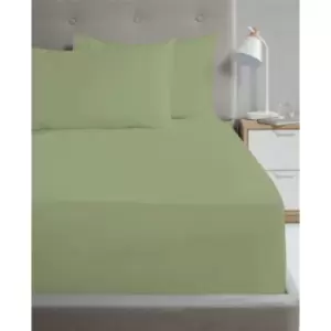 Image of Direct 180 Thread Count Percale Deep Fitted Sheet Soft Bedding Soft Green Double - Green - Homespace