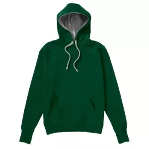 Image of SG Ladies/Womens Contrast Hooded Sweatshirt / Hoodie (XL) (Bottle Green/Light Oxford)