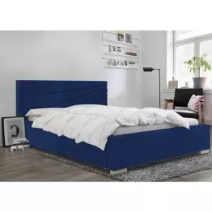 Image of Fenna Upholstered Beds - Plush Velvet, Single Size Frame, Blue - Blue