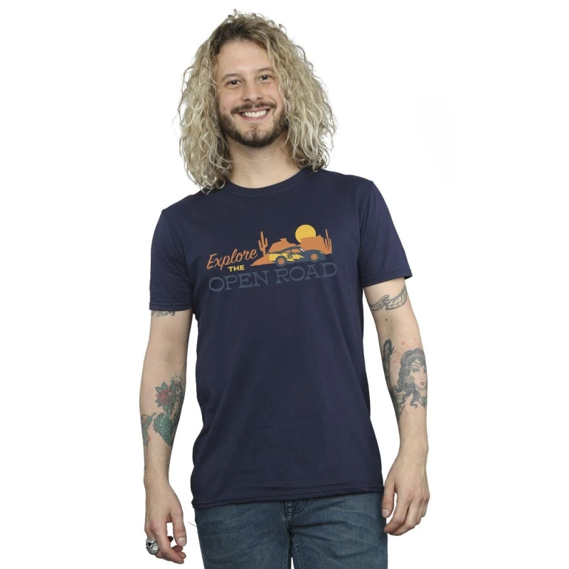 Image of Disney Men Cars Explore The Open Road T-Shirt in Navy Size: Small Navy S Male 5063283483422