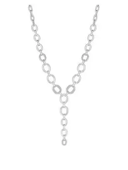Image of Mood Silver Crystal Fine Chain Y Drop Necklace