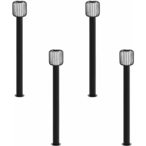 Image of Loops - 4 pack IP44 Outdoor Bollard Light Black Zinc Plated Steel 1x 28W E27 Post