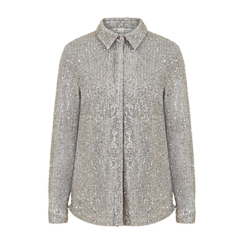 Image of Yumi Yumi Silver Sequin Shirt Silver 8