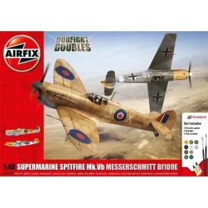 Image of Airfix Supermarine Spitfire MkVb Messerchmitt Dogfight Gift Model Set
