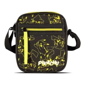 Image of POKEMON Neon Pikachu All-over Print Flat Shoulder Bag, Unisex, Black (LB137472POK)