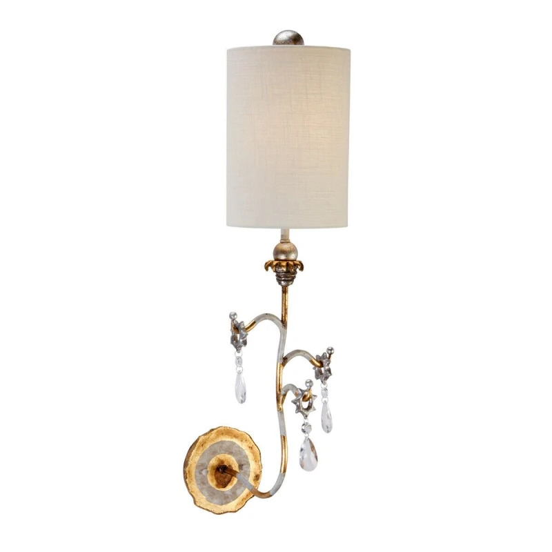 Image of Loops Table Lamp Gold & Cream Stripes Tapered Shades Hanging Crystals LED E27 60W Multi