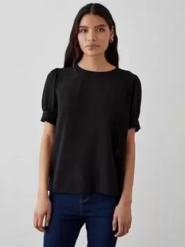 Image of Dorothy Perkins Seersucker Blouse - Black, Size 12, Women
