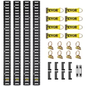 Image of VEVOR E Track Tie-Down Rail Kit, 30PCS 8FT E-Tracks Set Includes 4 Steel Rails & 2 Single Slot & 8 O Rings & 8 Tie-Offs w/ D-Ring & 8 End Caps, Securi