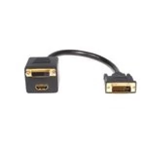 Image of StarTech DVI-D to DVI-D/HDMI Splitter Cable - M/F (0.30m)