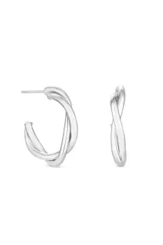 Image of Silver Plated Twist Hoop Earrings