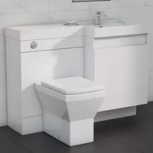 Image of 1200mm White Toilet and Sink Unit Right Hand with Square Toilet - Agora