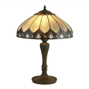 Image of 2 Light Tiffany Table Lamp Antique Bronze, Black, Brown, Purple, E27