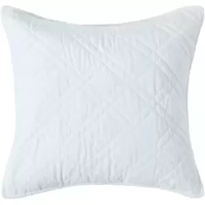 Image of Luxury Cream Quilted Velvet Cushion Cover Geometric 'Paragon Diamond' Pattern, 45 x 45cm - Off white - Off white - Homescapes