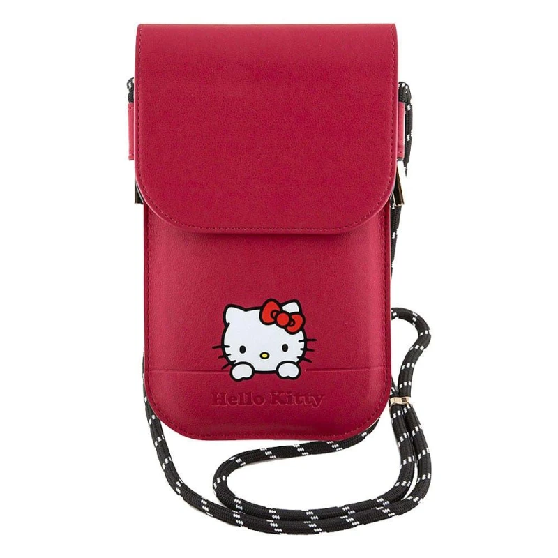 Image of Hello Kitty Smooth PU Leather Phone Bag Crossbody Cord Logo Pink - None None One Size
