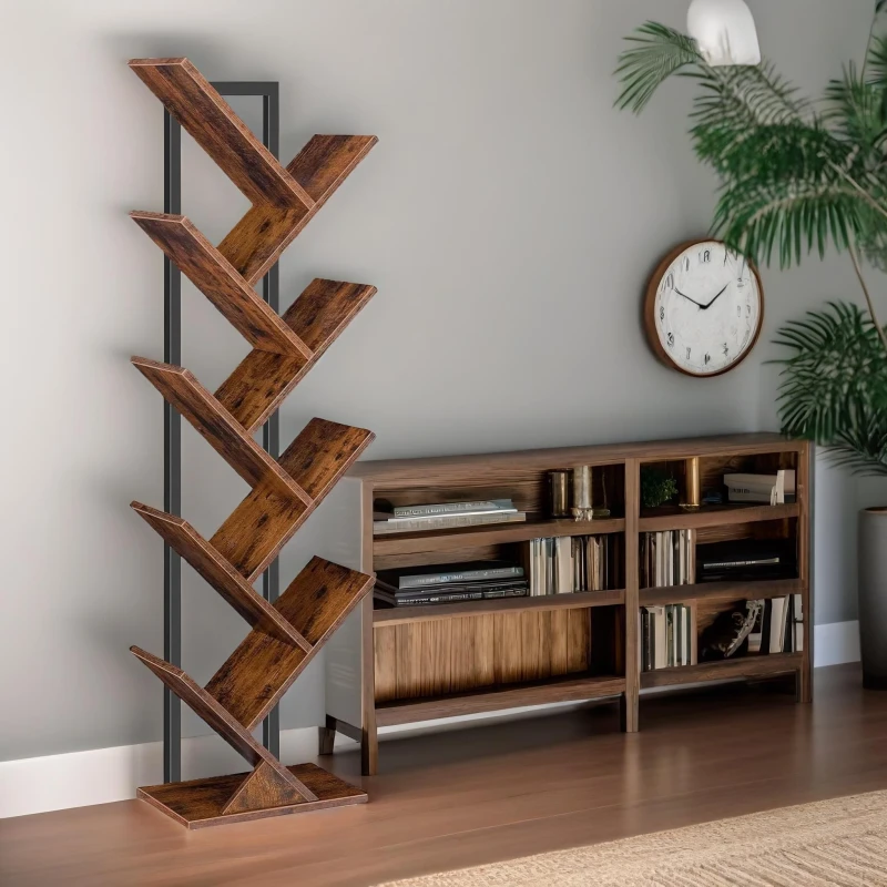 Image of Rafaelo Mobilia Tree Book Shelf in Brown Brown Unisex