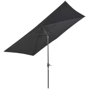 Image of Outsunny 2 x 3(m) Garden Parasols Umbrellas Rectangular Patio Market Umbrella Outdoor Sun Shade w/ Crank & Push Button Tilt, Aluminium Pole, Black