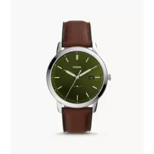 Image of Fossil Mens The Minimalist Solar-Powered Dark Eco Leather Watch - Brown