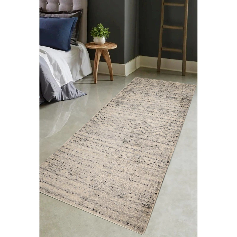 Image of Homemaker Venice Linezag Runner Grey Berber Rugs 80x200cm Grey 41504802001