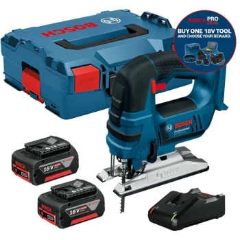 Image of Bosch 18v GST 18 V-LI B Jigsaw Lithium Ion Cordless + 2 x 4.0 Battery + LBOXX