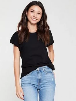 Image of WHISTLES Minimal Cap Sleeve T-Shirt - Black, Size XS, Women