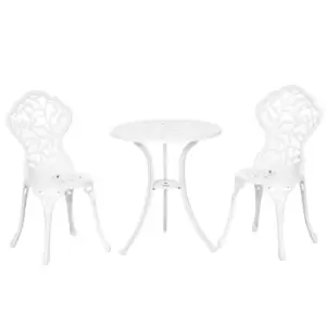 Image of Outsunny 3 Pcs Aluminium Bistro Set Garden Furniture Dining Table Chairs Antique Outdoor Seat Patio Seater White