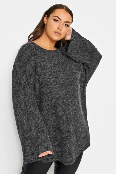 Image of Yours Batwing Sleeve Jumper Dark Grey