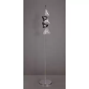 Image of Otto 5-light G4 floor lamp, polished chrome / frosted glass / Black glass