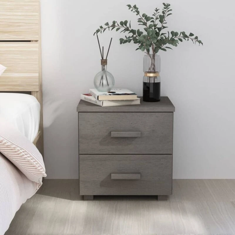 Image of VIDAXL Bedside Cabinet hamar Light Grey 40x35x44.5cm Solid Pinewood Vidaxl 8720286817537