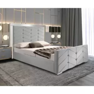 Image of Marisa Bed King Plush Velvet Silver