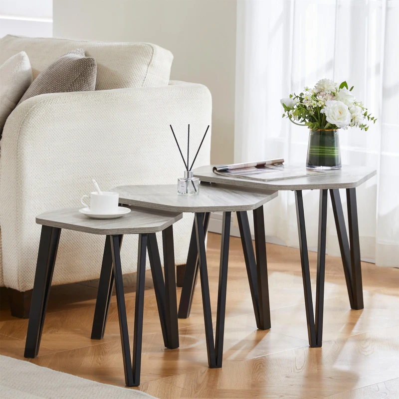 Image of Lassic Vida Designs Brooklyn Nest of 3 Tables Grey unisex Set of 3