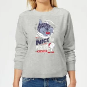 Image of Looney Tunes Tweety Pie Pussy Cat Womens Christmas Sweatshirt - Grey - L