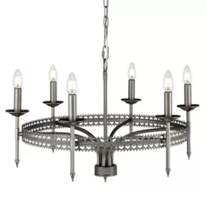 Image of 6 Bulb Chandelier Hanging Pendant LIght Iron Gate LED E14 60W Bulb