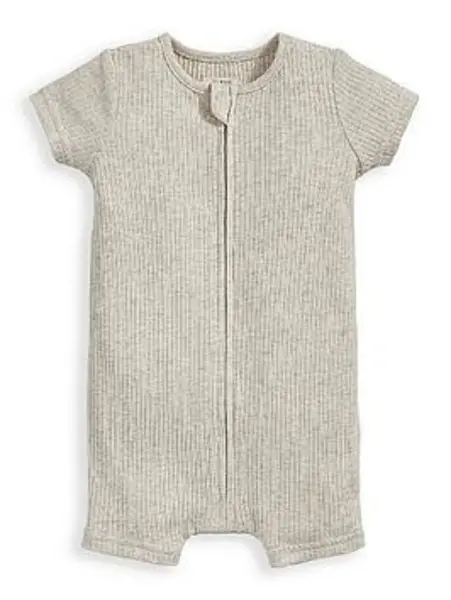 Image of Mamas & Papas Oatmeal Zip Romper Baby Unisex