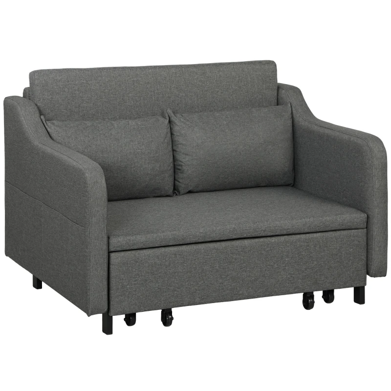 Image of HOMCOM Pull Out Sofa Bed - Fabric 2 Seater Sofa Couch for Living Room - Grey TJ Hughes 5061025077632
