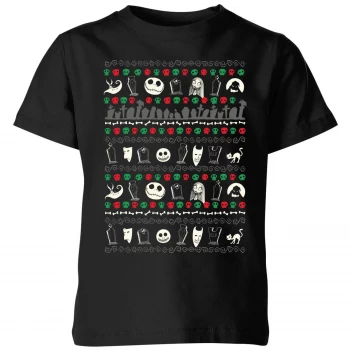 Image of The Nightmare Before Christmas Jack Sally Zero Faces Kids T-Shirt - Black - 3-4 Years