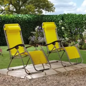 Image of Garden Gear Zero Gravity Recliner Chair 2 Pack - Yellow