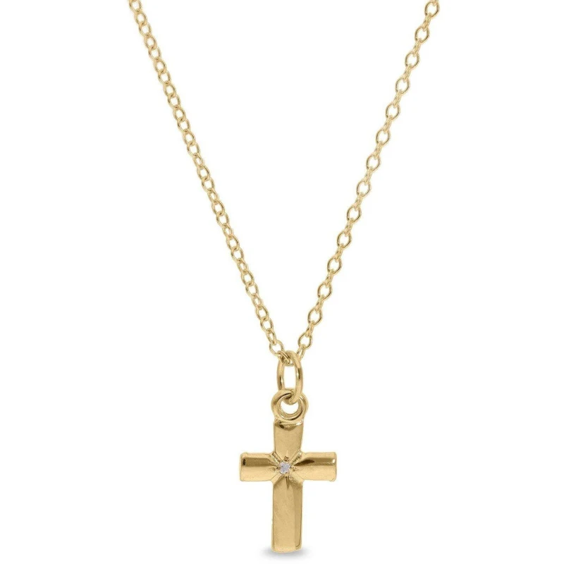 Image of Be You Gold Plated Silver Diamond Small Cross Pendant Gold One Size