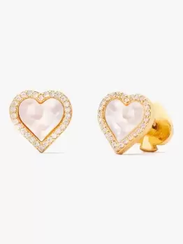 Image of Kate Spade Take Heart Stud Earrings, Clear/Gold, One Size