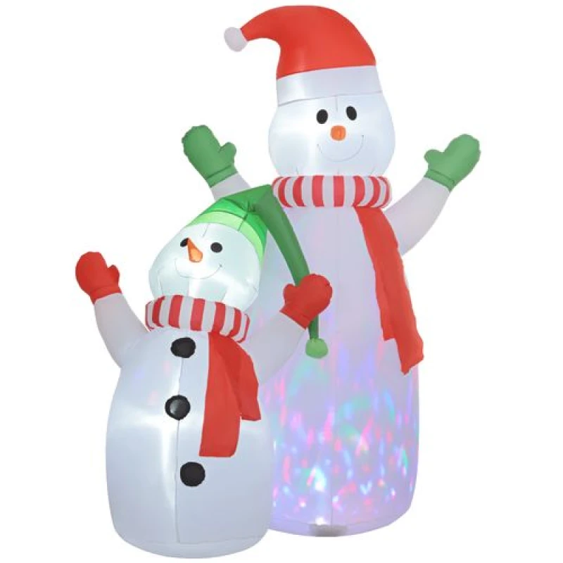 Image of Outsunny 8ft Christmas Inflatable Snowman With Rotating Colorful LED Light, White 844-938V70WT