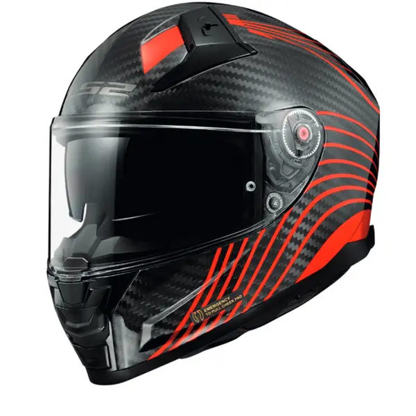 Image of LS2 FF811 Vector II Carbon Flux Glossy Red Full Face Helmet Size L