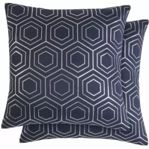 Image of Emma Barclay - Hartford Geometric Woven Cushion Cover, Navy, 43 x 43 Cm
