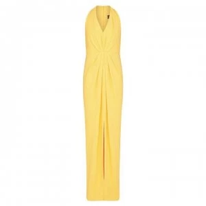 Image of Adrianna Papell Pleated Crepe Gown - Canary Yellow