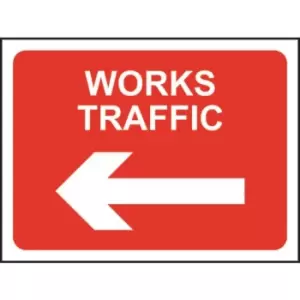 Image of 600 X 450MM Temporary Sign & Frame - Works Traffic (Arrow Left)